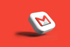 Gmail 3D icon on red background - interactive emails, gamification email, email engagement, email marketing 2025, dynamic email content