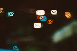 email icons simulated in a virtual environment - zero party data, first party data, email privacy trends, email personalization, data compliance